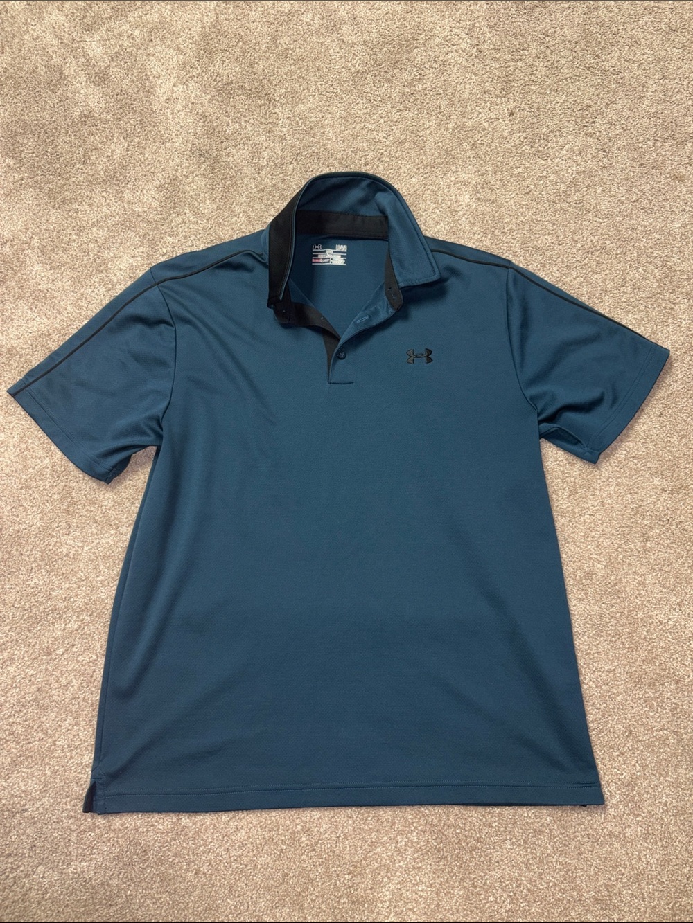 Under Armour Men's (Size Large) Dark Teal Short Sleeve Polo with Black Collar